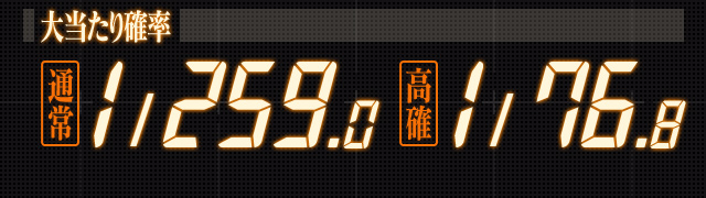 大当たり確率 通常1/259.0 高確1/76.8