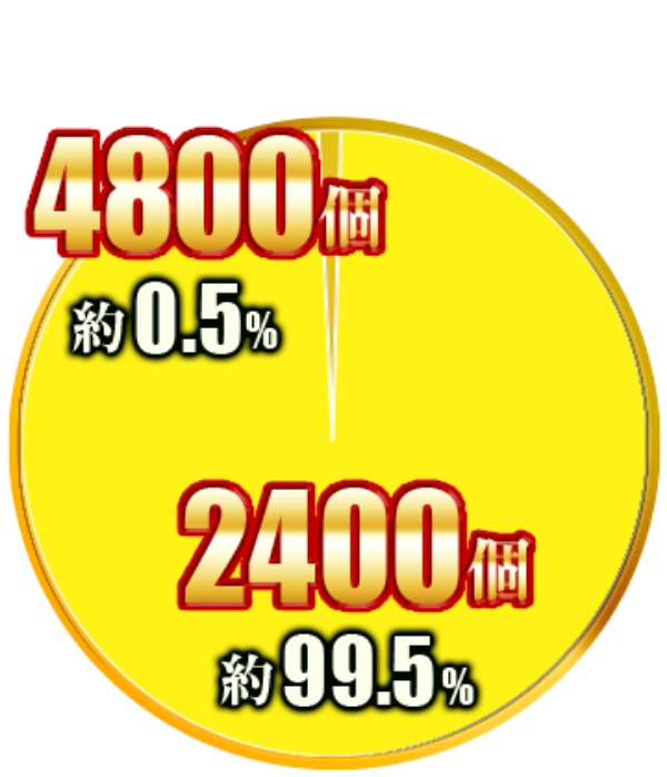 右打ち中の円グラフ：2400個（約99.5%）、4800個（約0.5%）
